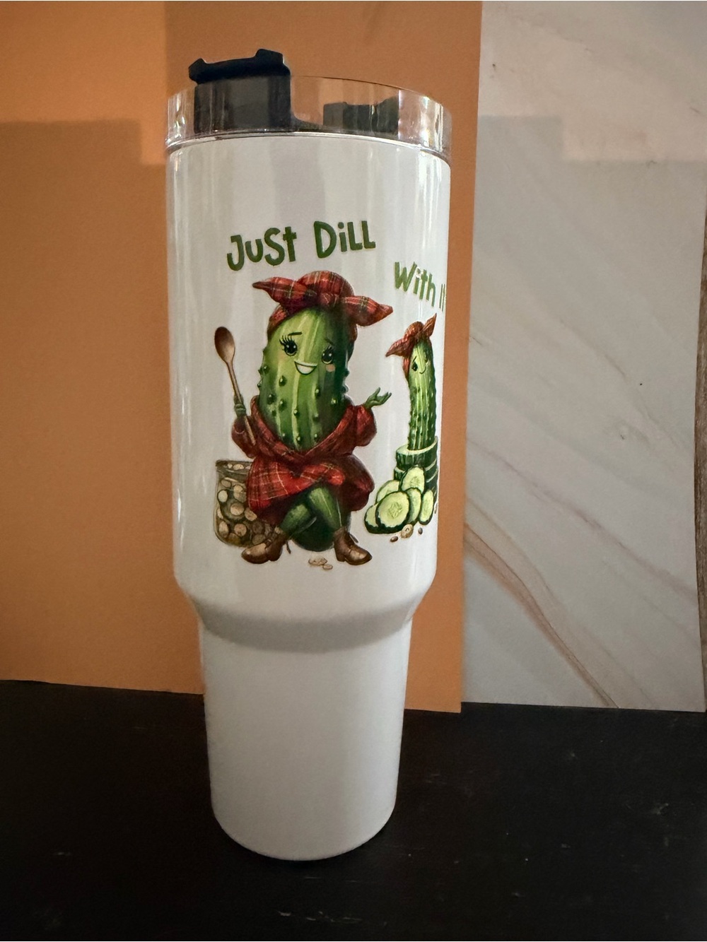 32 oz Dill With It Female Pickle Lover Stainless Steel Insulated Tumbler